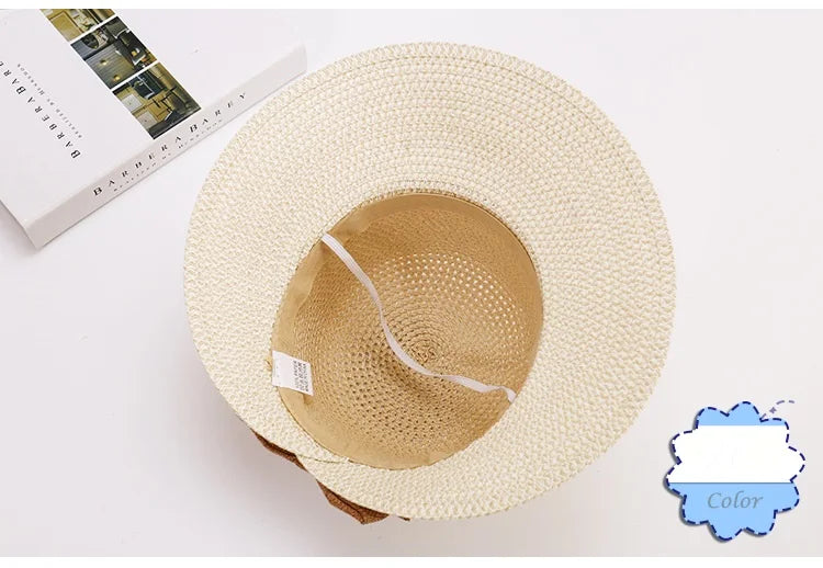 Large wide brim paper sun hat Bowknot