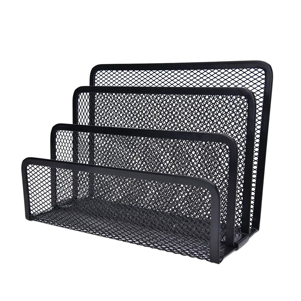 Black Metal Mesh Desk Organizer Set