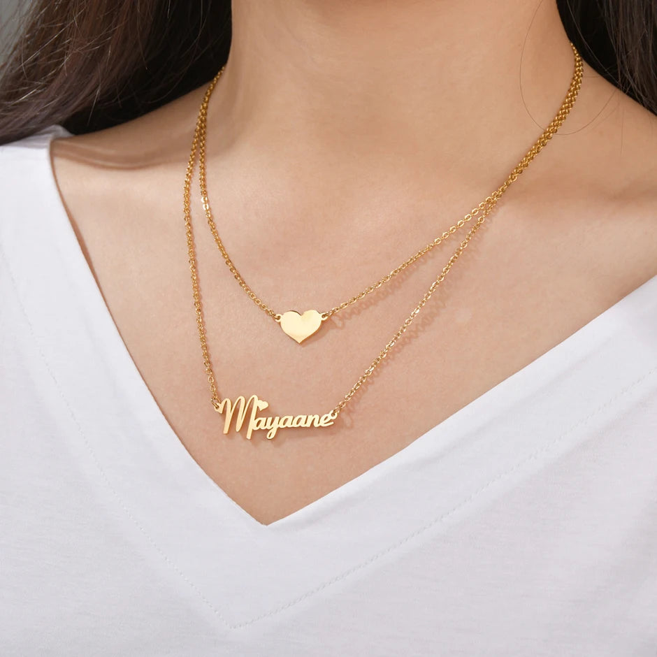 Customized Name Necklace Heart Choker