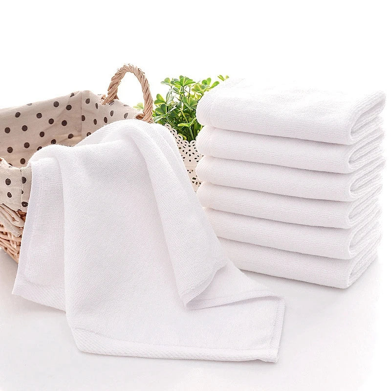 White Cotton Towel Set (7 or 14-Pieces) - 30x30cm