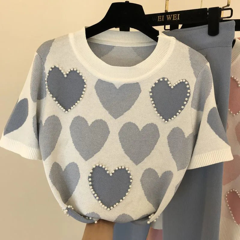 Love Printed Knitted Short Sleeve