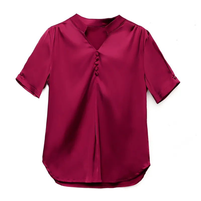 Women Tops Short Sleeve Casual Elegant Ladies Blouse Shirts