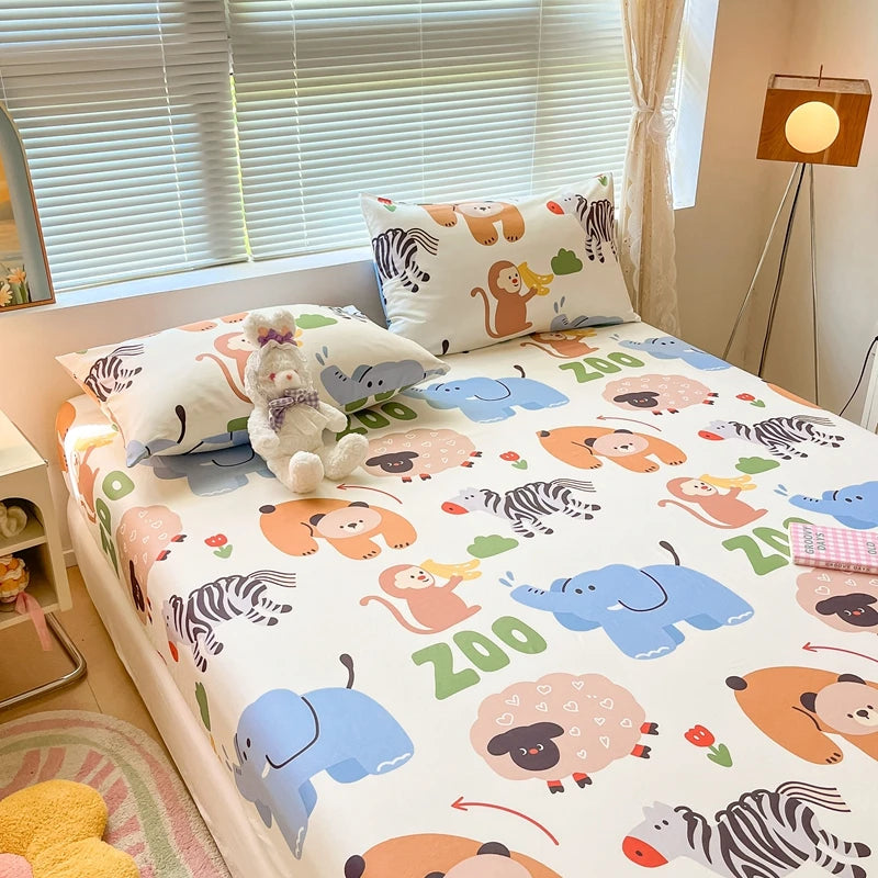 Cartoon Style Fitted Sheet for Kids Room