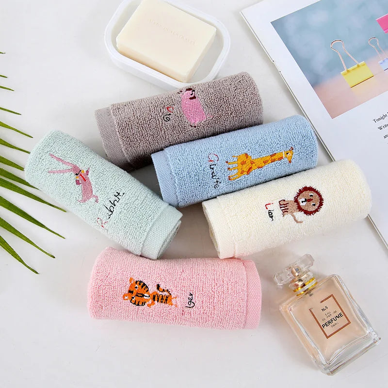 Cotton small square cartoon embroidered towel