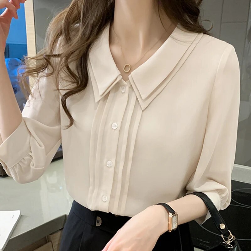 Women Chiffon Blouses Summer Short Sleeve Shirts