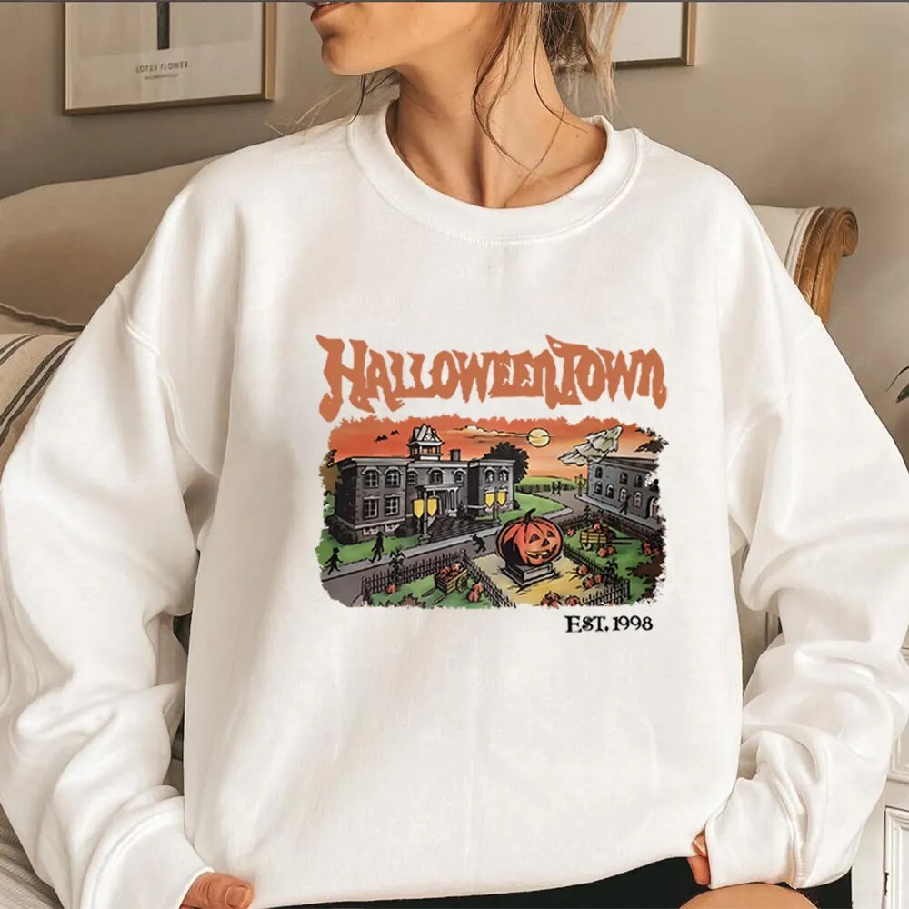 Retro Halloween Town Crewneck Funny Party Sweatshirt