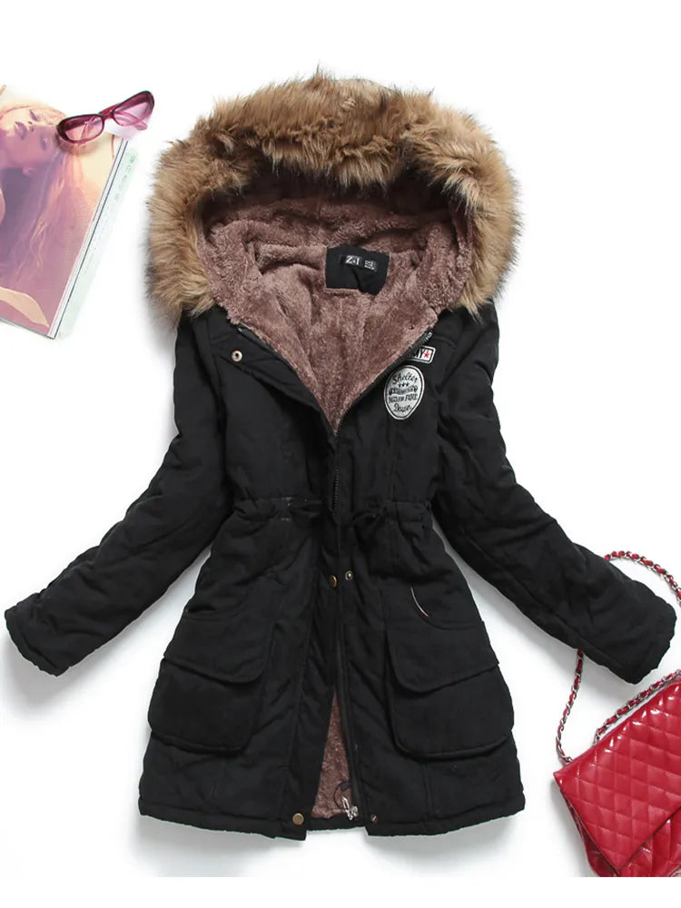 Fitaylor New Winter Women Jacket Medium-long Hooded