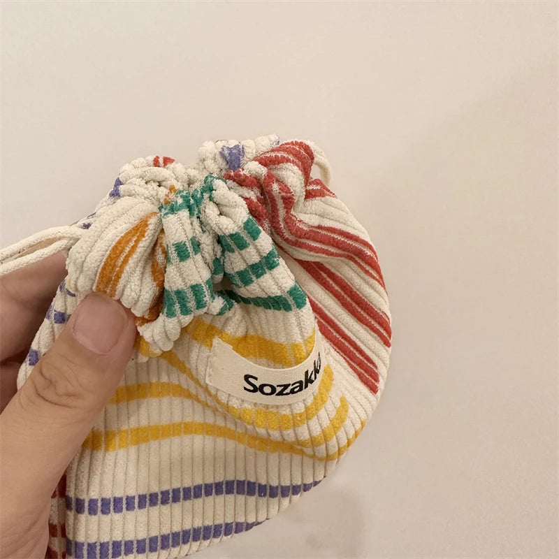 Striped Drawstring Organizer Bags