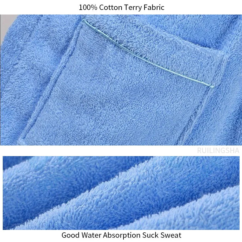 Men Women 100% Cotton Terry Bathrobe Towel