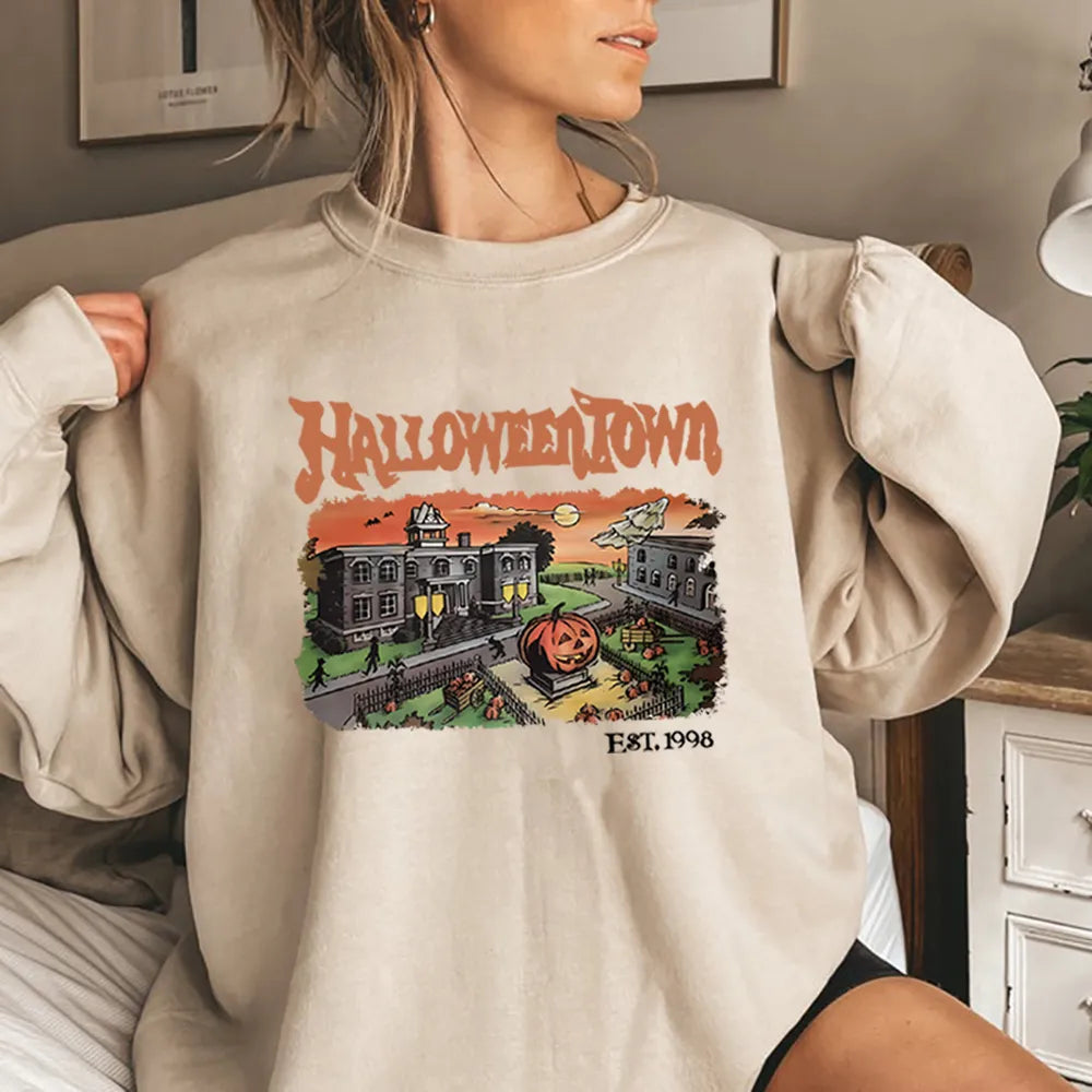 Retro Halloween Town Crewneck Funny Party Sweatshirt