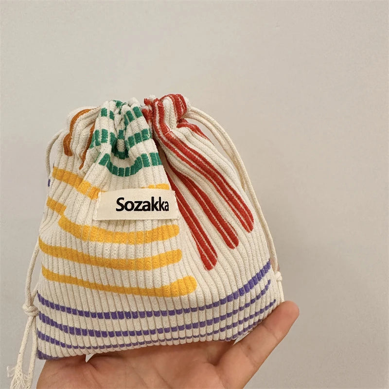 Striped Drawstring Organizer Bags