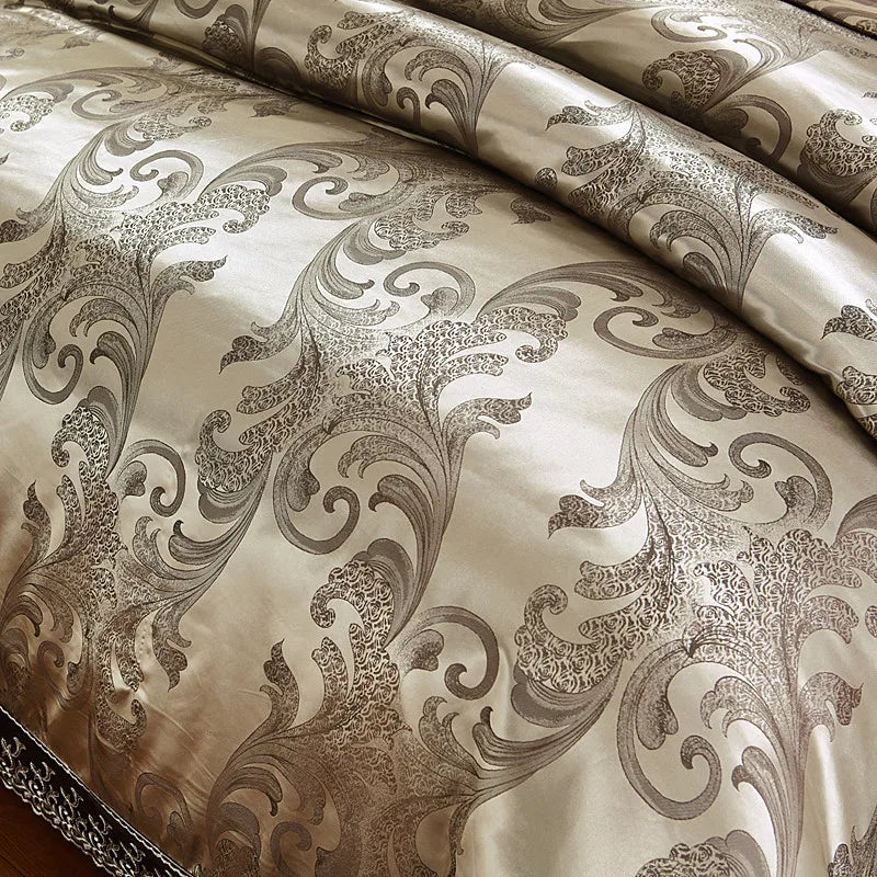 King Size 4pcs Lace Satin Duvet Cover Set