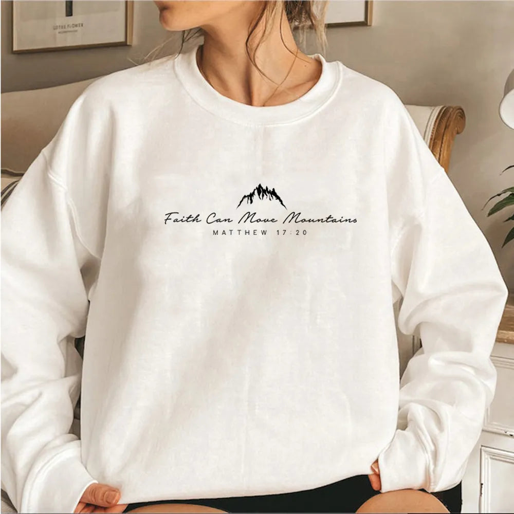 Women Christian Clothing Faith Can Move Mountains Sweatshirt