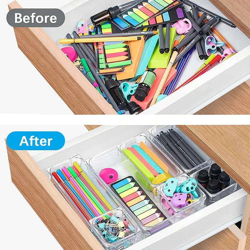 Non-Slip Drawer Organizer Transparent storage boxes