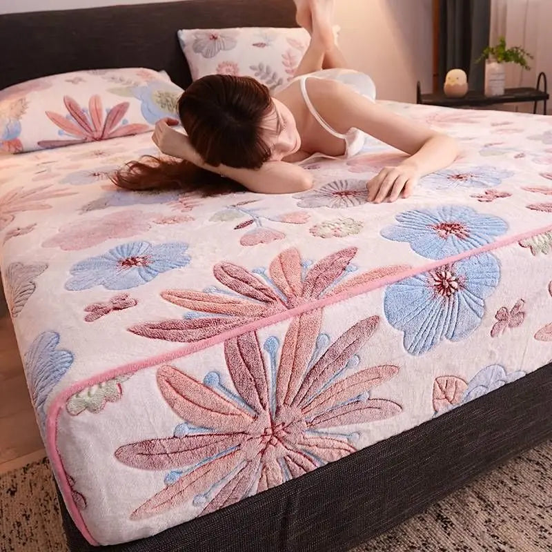 Mattress cover winter 2people luxury double bed bedsheet