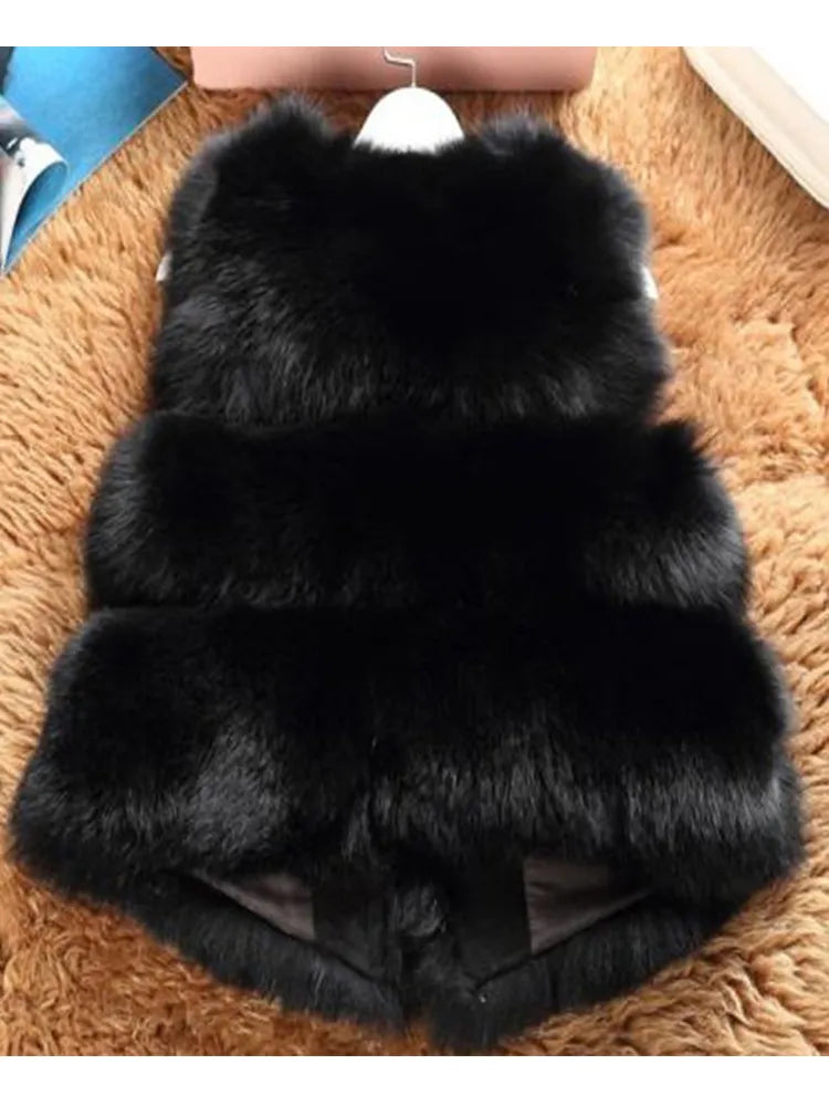 V-Neck Short Women High Quality Fashion Fur Waistcoat