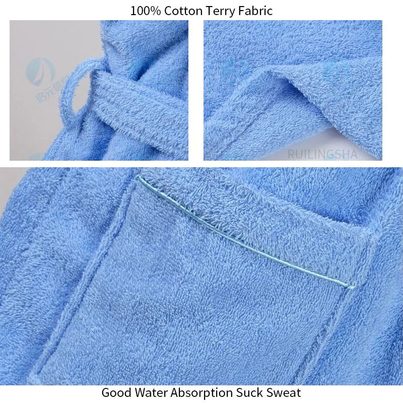 Men Women 100% Cotton Terry Bathrobe Towel