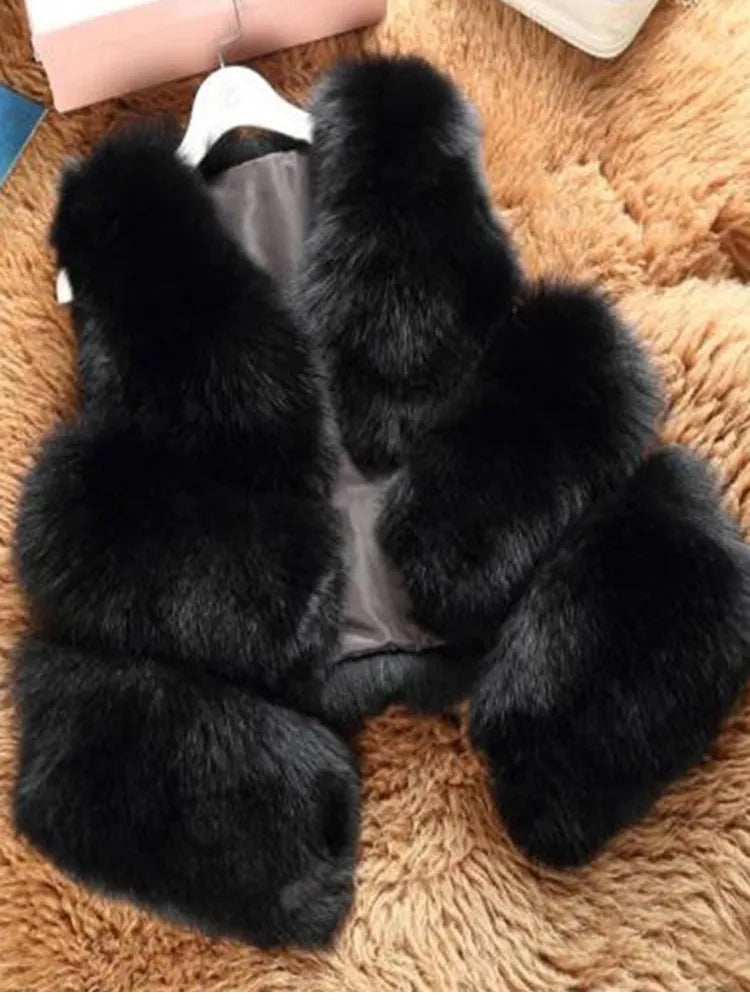 V-Neck Short Women High Quality Fashion Fur Waistcoat