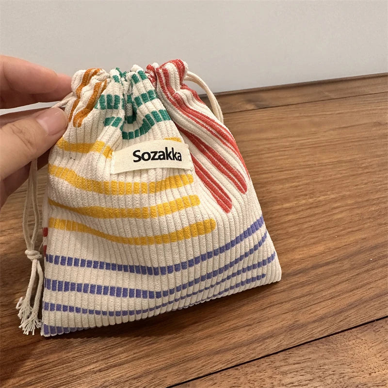 Striped Drawstring Organizer Bags