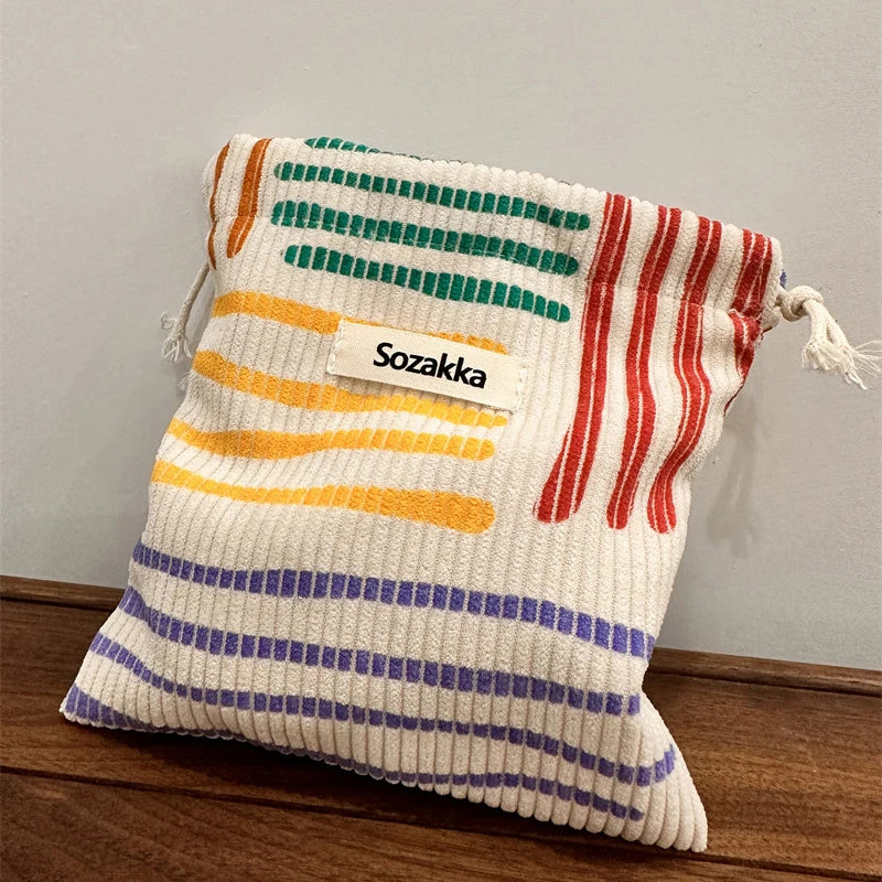 Striped Drawstring Organizer Bags