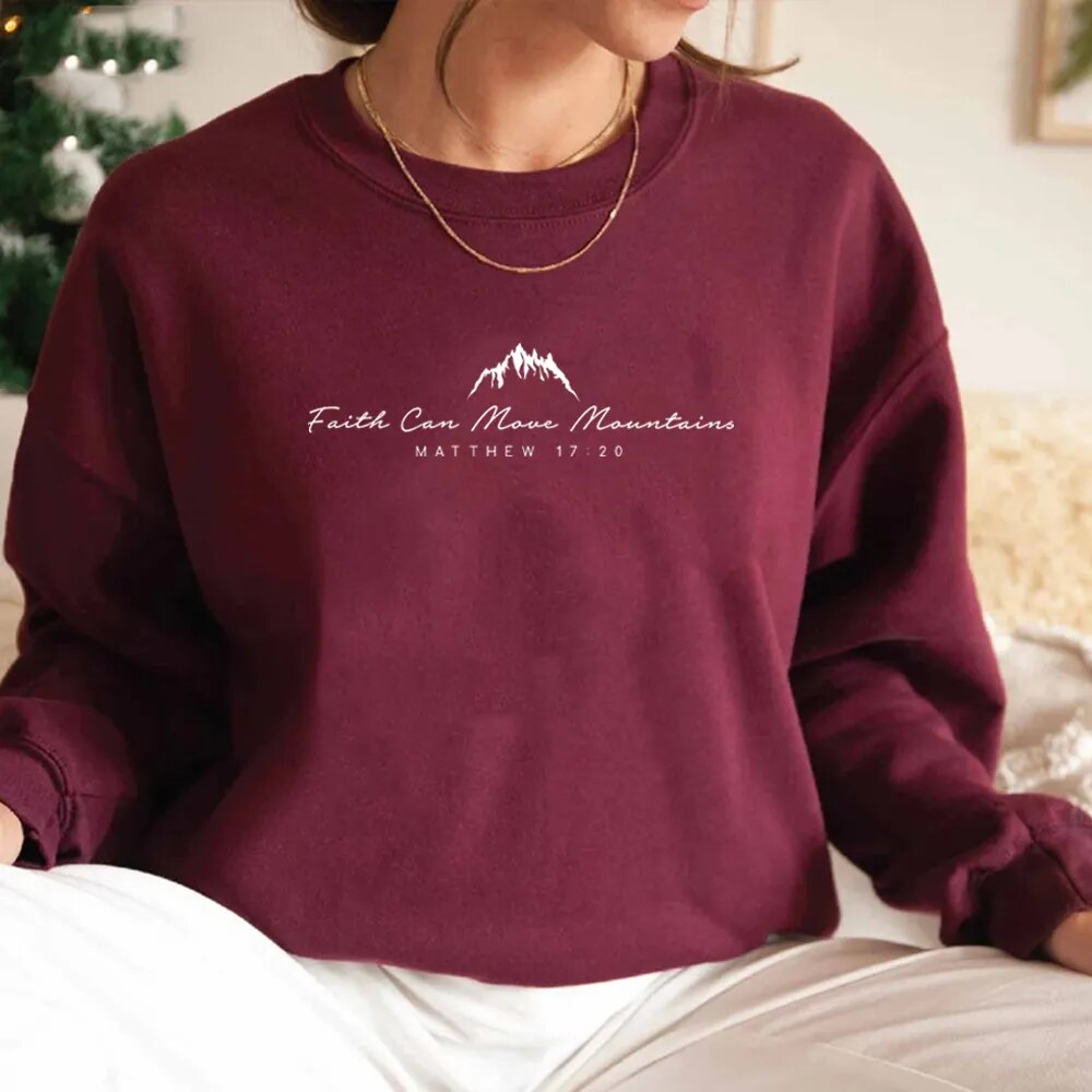 Women Christian Clothing Faith Can Move Mountains Sweatshirt