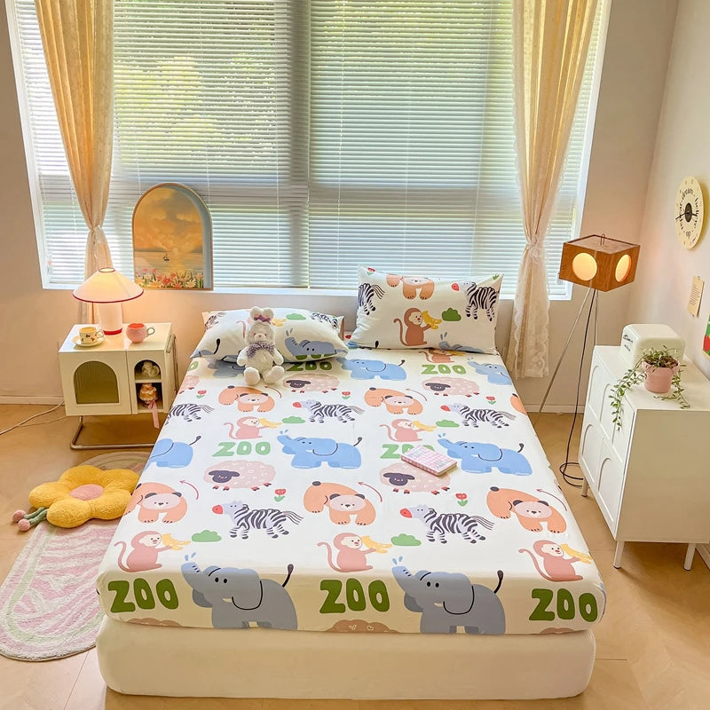 Cartoon Style Fitted Sheet for Kids Room