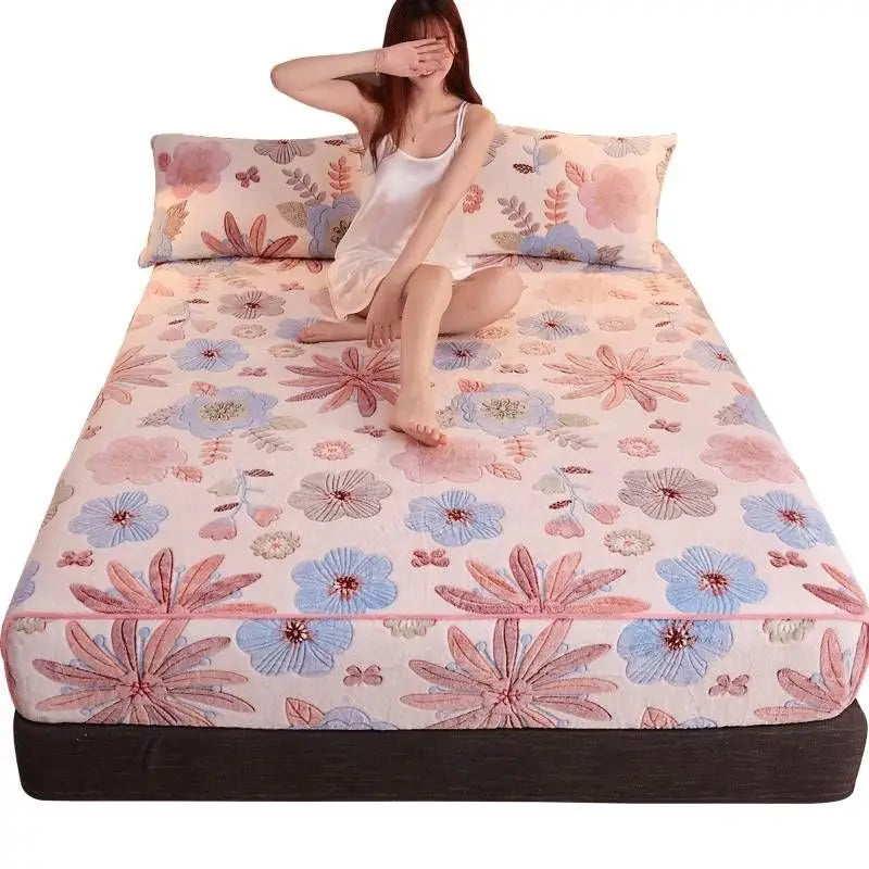 Mattress cover winter 2people luxury double bed bedsheet