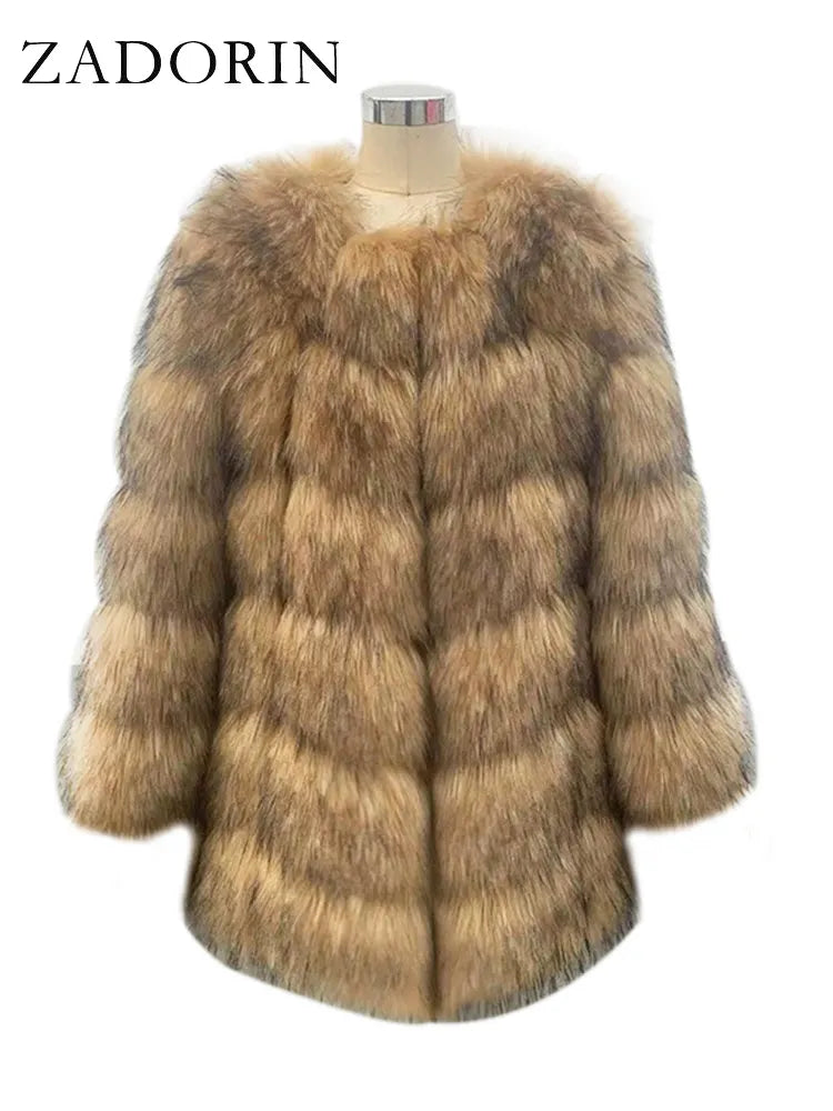 Winter Fashion Fluffy Faux Fur Jacket Coats for Women