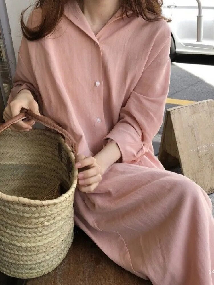 Summer Vintage Oversize Long Cotton Dresses