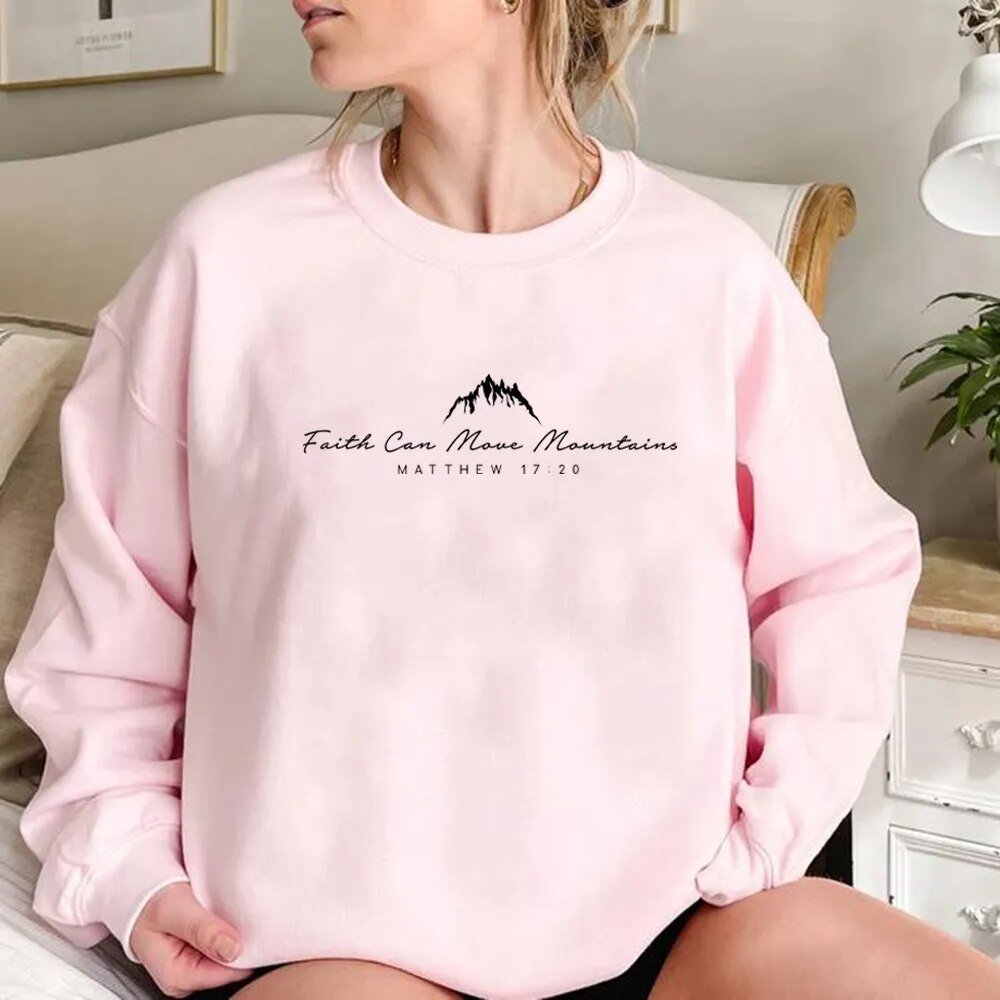 Women Christian Clothing Faith Can Move Mountains Sweatshirt