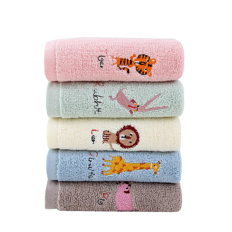 Cotton small square cartoon embroidered towel