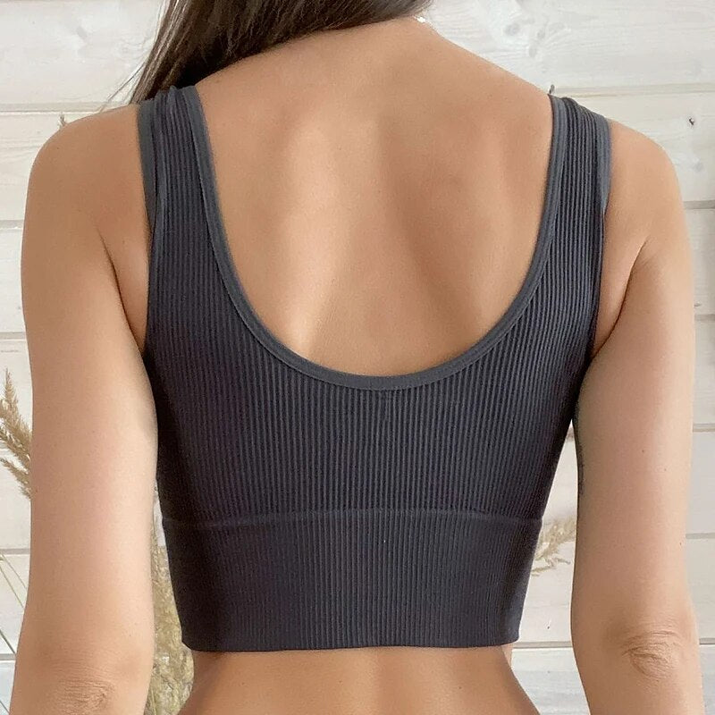 Solid Camisole Sexy Backless Push Up Cropped Top for Female