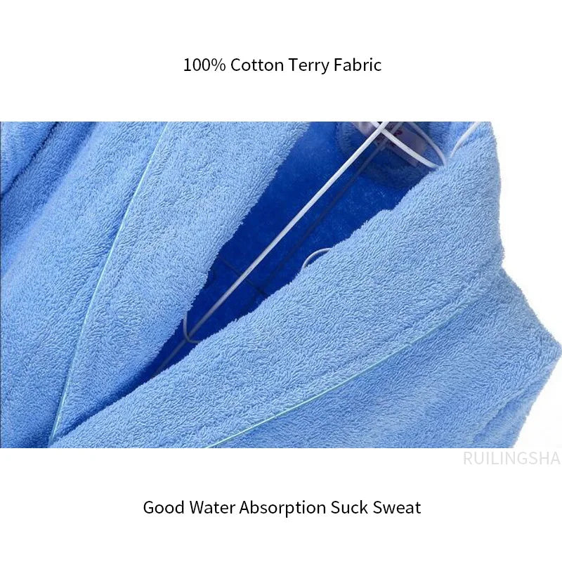 Men Women 100% Cotton Terry Bathrobe Towel