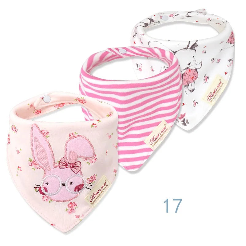 3-Pack Cotton Baby Bibs Set - Various Styles