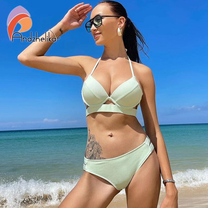 Sexy Halter Two Pieces Beachwear Bathing Suit Swimwear