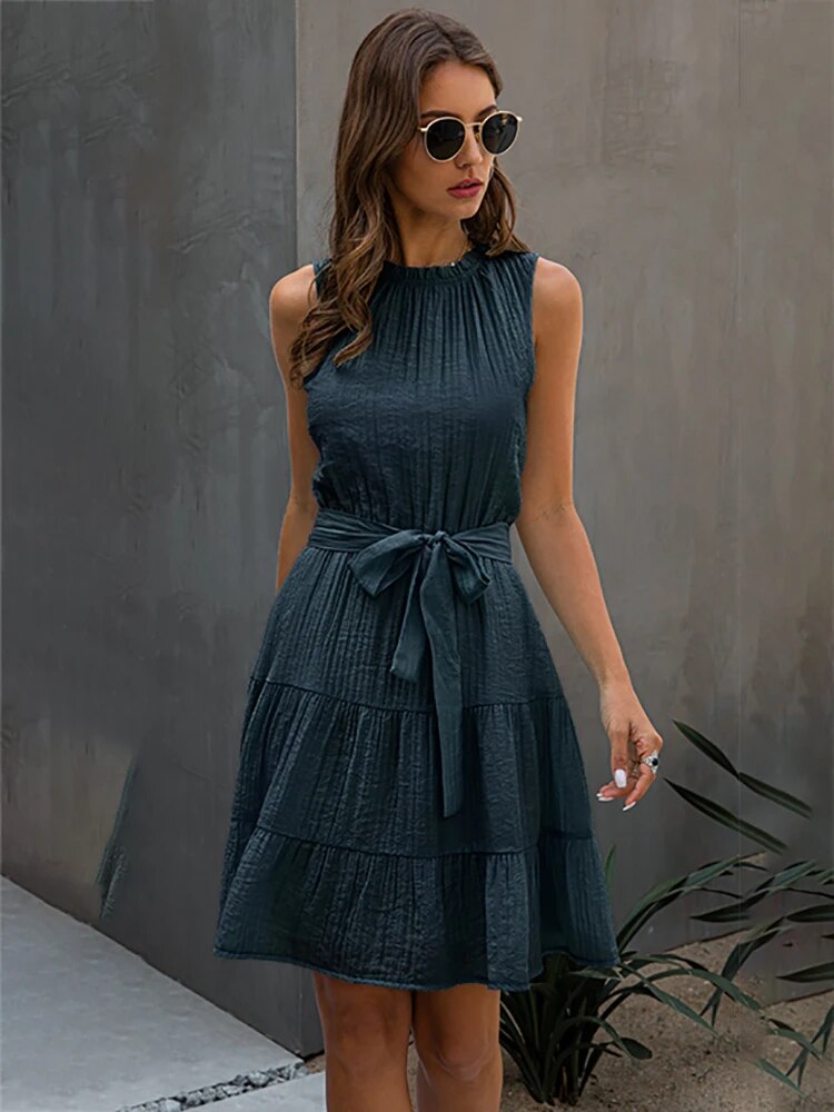 Elegant Women Short Bow Dress