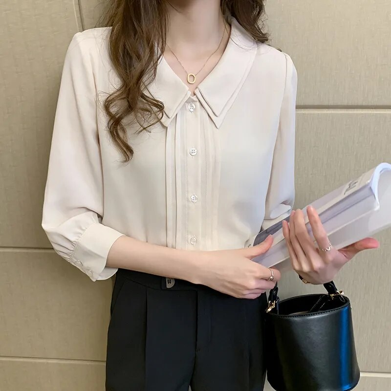 Women Chiffon Blouses Summer Short Sleeve Shirts