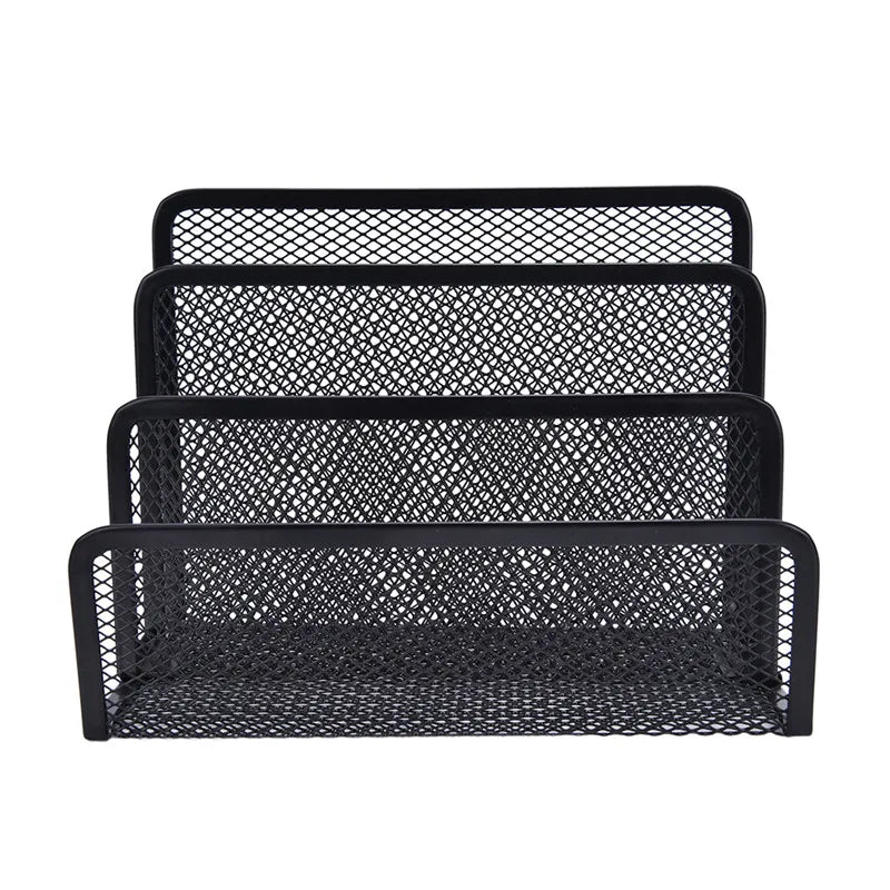 Black Metal Mesh Desk Organizer Set