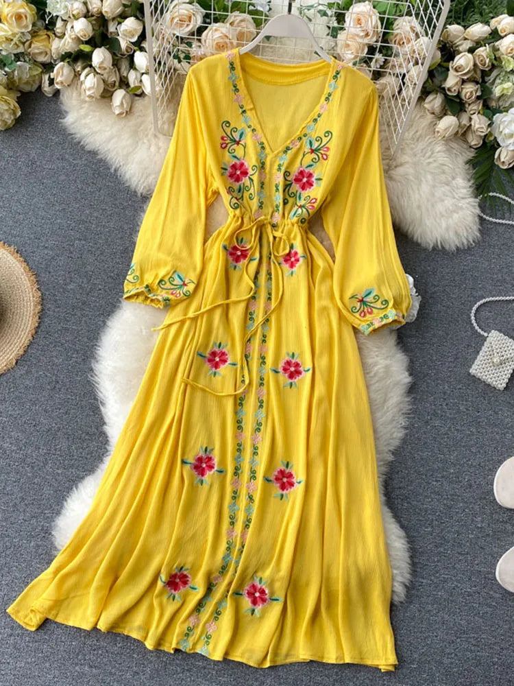 Women's Dress Travel Photography Holiday Long Dress New Retro Ethnic Style