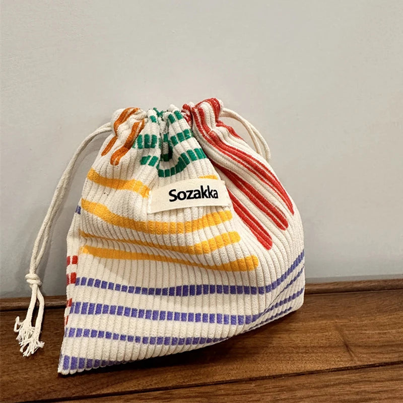 Striped Drawstring Organizer Bags