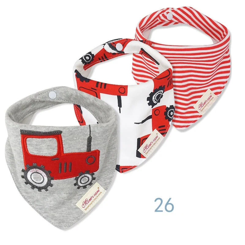 3-Pack Cotton Baby Bibs Set - Various Styles