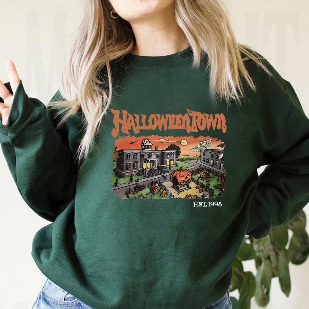 Retro Halloween Town Crewneck Funny Party Sweatshirt