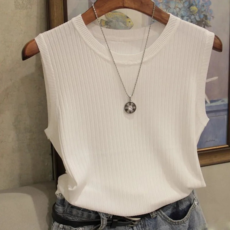 Sleeveless Knitted Vests Women Top