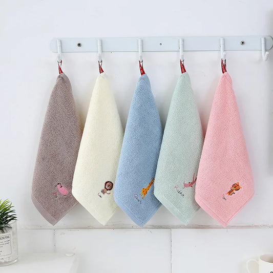 Cotton small square cartoon embroidered towel