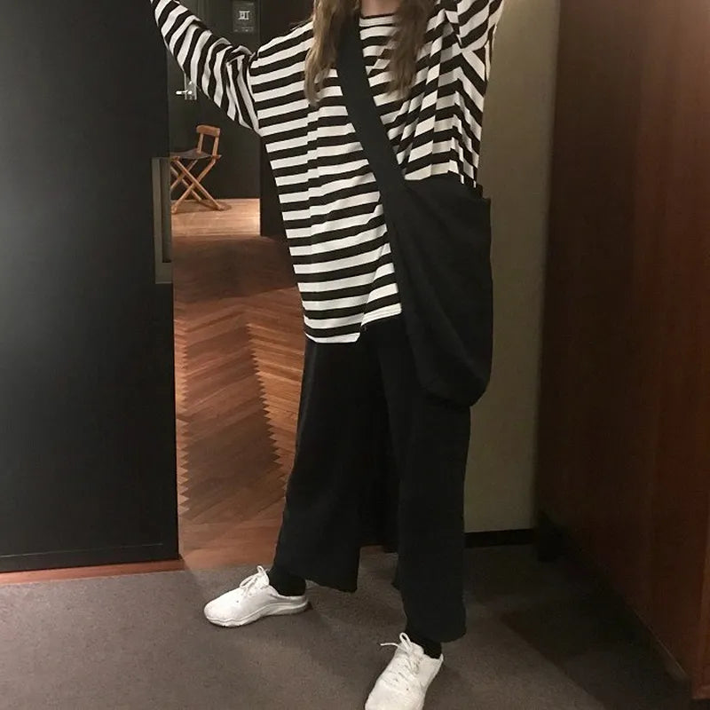 Casual Long Sleeve oversized Striped T-shirts