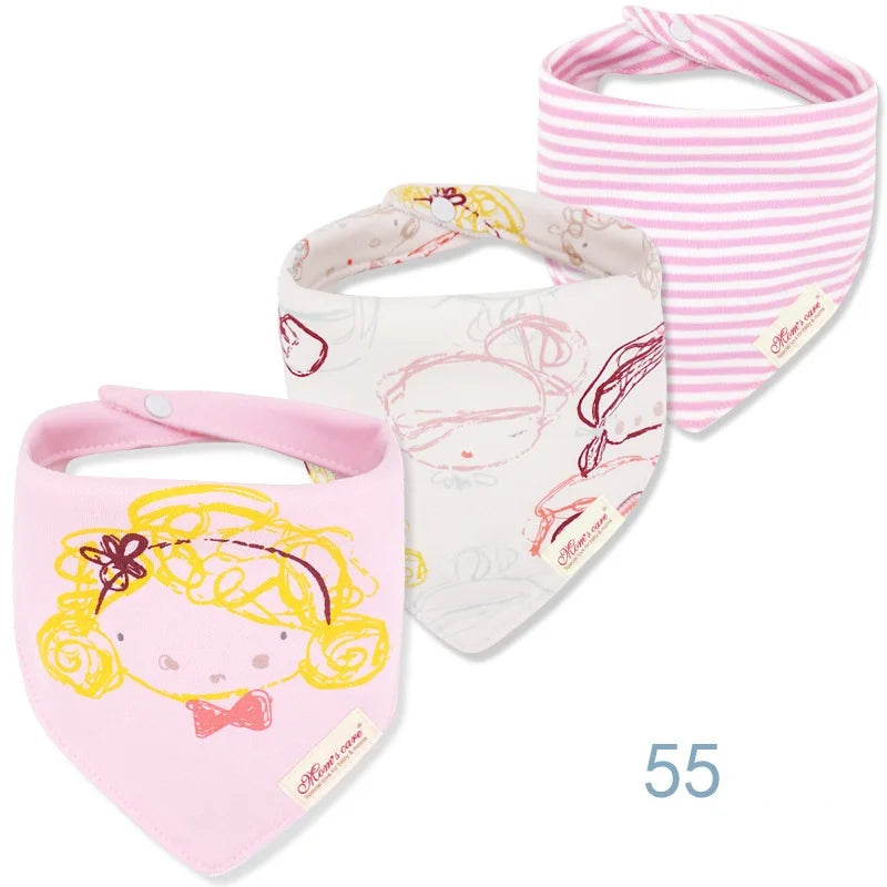 3-Pack Cotton Baby Bibs Set - Various Styles