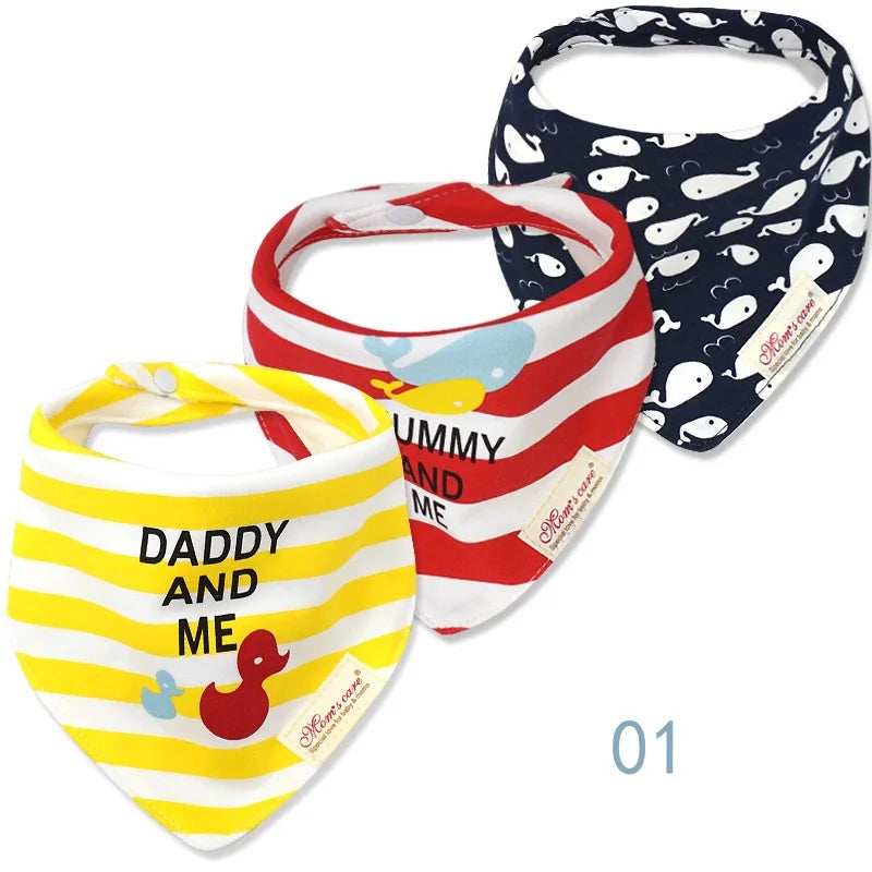 3-Pack Cotton Baby Bibs Set - Various Styles