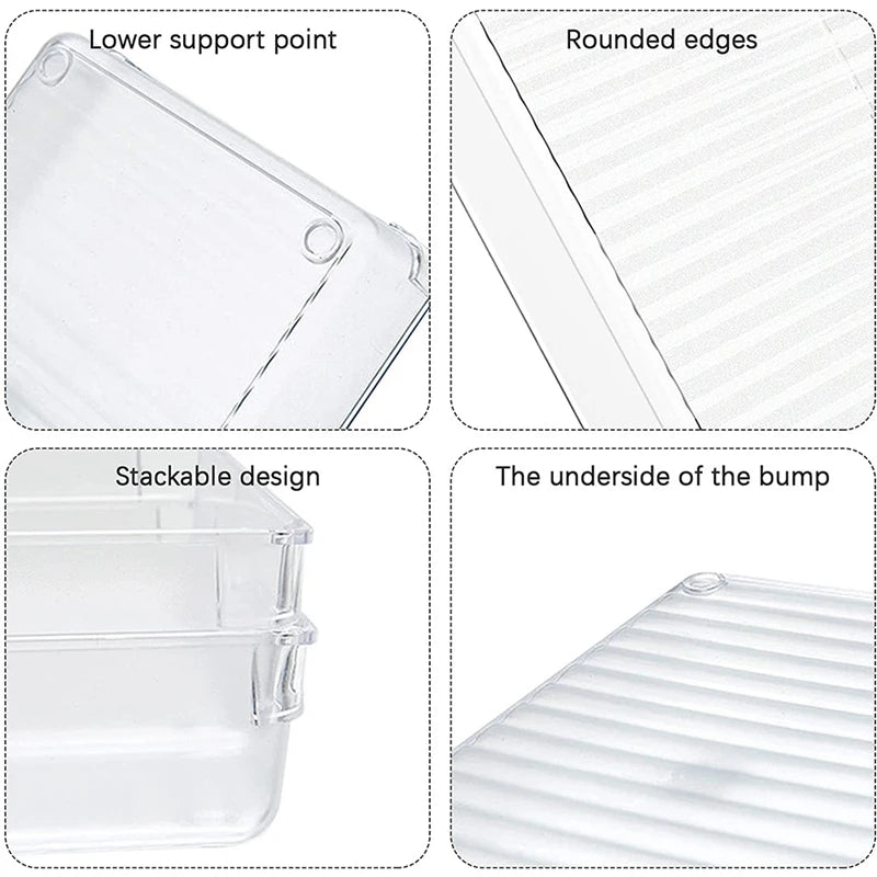 Non-Slip Drawer Organizer Transparent storage boxes