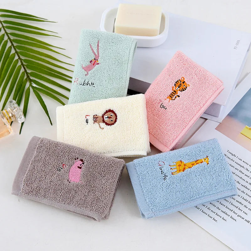 Cotton small square cartoon embroidered towel